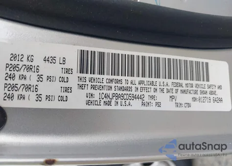 2012 Jeep Patriot Sport from USA, damaged, VIN 1C4NJPBA9CD594442